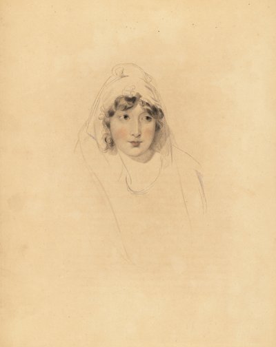 Retrato de Lady Augusta Lowther, Condessa de Fane, esposa do 1º Conde de Lonsdale. Gravura manuscrita de Frederick Christian Lewis após ilustração de Sir Thomas Lawrence do Gabinete de Gemas de P.G. Patmore, Ackermann, Londres. de Frederick Christian Lewis