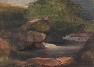 Árvores e um riacho rochoso de Frederick Christian Lewis the Elder