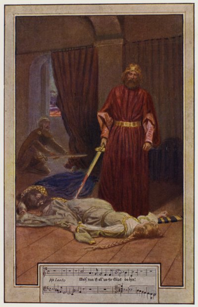 Ele é surpreendido por assassinos (lito colorido) de Frederick Colin Tilney