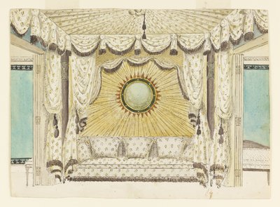Projeto para Cama com Alcova Tenda, provavelmente para o Quarto ou Boudoir do Príncipe de Gales, Royal Pavi de Frederick Crace