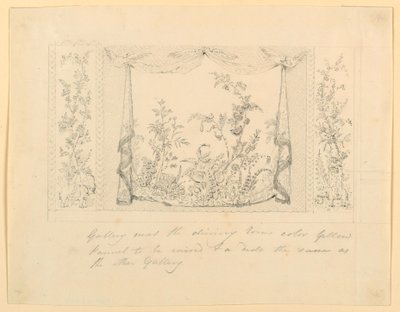 Desenho, The Royal Pavilion, Brighton, Sala de Desenho Azul (Sul), Proposta de Decoração da Parede, ca. 1820 de Frederick Crace