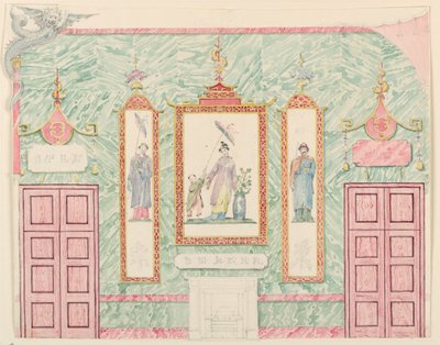Desenho, alçado de parede, provavelmente para a sala de banquetes, Royal Pavilion, Brighton, 1815-22 de Frederick Crace