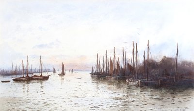 A frota de arenques, Stornoway (aguarela) de Frederick E.J. Goff