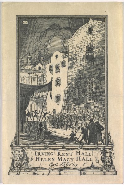Ex-libris: Irving Kent Hall e Mary Kent Hall, Ex Libris inscrito de Frederick Garrison Hall