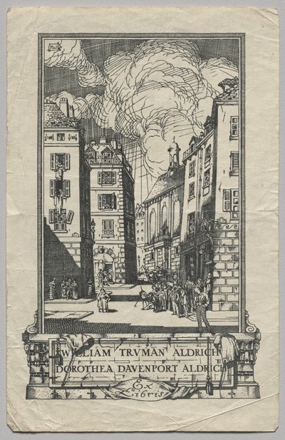 Bookplate: William Truman Aldrich e Dorthea Davenport Aldrich, Ex Libris inscrito de Frederick Garrison Hall