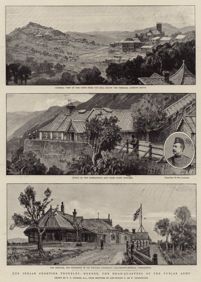 Os problemas da fronteira indiana, Murree, a sede do exército de Punjab de Frederick George Cotman