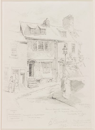 Oficina de Thomas Bewick, St Nicholas &39;Churchyard (lápis sobre papel) de Frederick George Kitton
