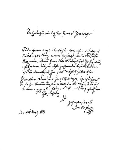 Carta de Francis Joseph Haydn a Herr von Griesinger, 1803 1865. de Frederick George Netherclift
