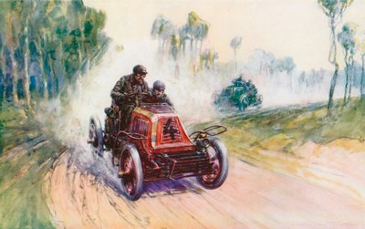 Fournier com Mors No 4 durante a corrida Paris-Berlim de 1901, uma das poucas em que o Panhard, principal marca do dia, foi espancado (cor litho) de Frederick Gordon (after) Crosby