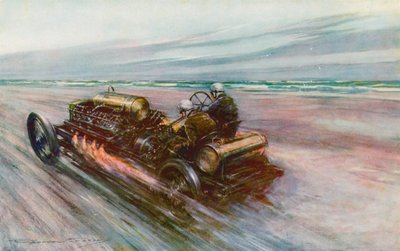 O famoso "200" Darracq com o qual Sir Algernon Guinness, Bart, alcançou 120 mph em 1908 (cor litho) de Frederick Gordon (after) Crosby
