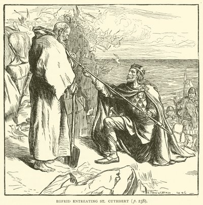 Egfrid enreating St Cuthbert (gravura) de Frederick Henry Townsend
