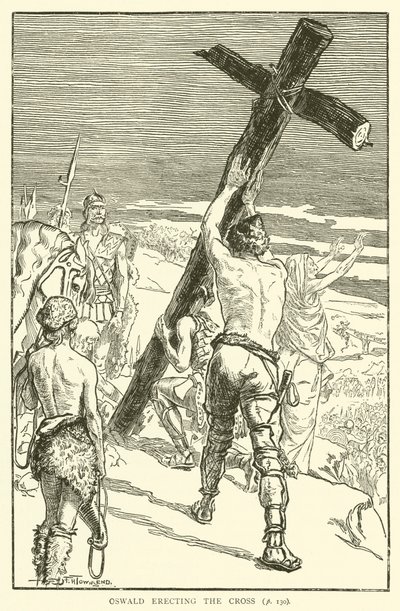 Oswald erigindo a cruz de Frederick Henry Townsend