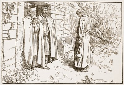 Owini no mosteiro, ilustração de &39;A Igreja da Inglaterra: uma história para o povo&39; por HDM Spence-Jones, pub. c.1910 (foto sépia) de Frederick Henry Townsend