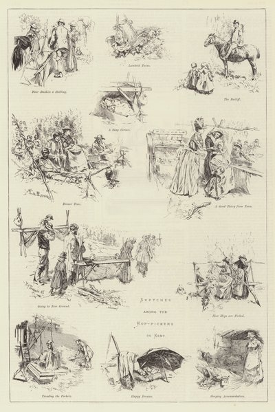 Esboços entre os Hop-Pickers em Kent de Frederick Henry Townsend