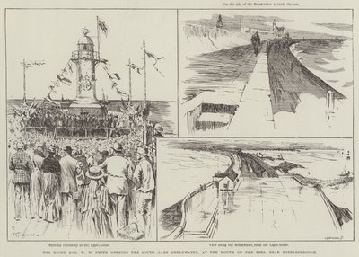 O Honorável WH Smith, abrindo o quebra-mar da South Gare, na Foz do Tees, perto de Middlesbrough de Frederick Henry Townsend