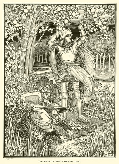 O Rio da Água da Vida (gravura) de Frederick Hurten Rhead