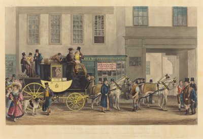 O Blenheim, deixando o Star Hotel, Oxford de Frederick James Havell after George Havell