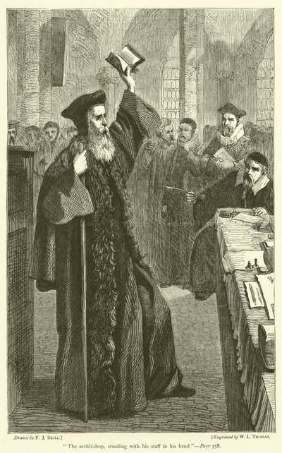 O arcebispo, de pé com sua equipe na mão de Frederick John Skill