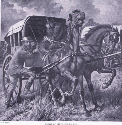 Escapar de Steyn e De Wit, ilustração de After Pretoria: The Guerilla War, 1902 de Frederick Judd Waugh