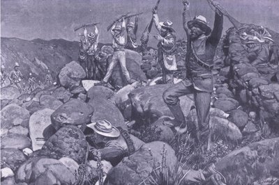 A rendição fingida que levou os Liverpools a uma posição desesperada, ilustração de After Pretoria: The Guerilla War, 1902 de Frederick Judd Waugh
