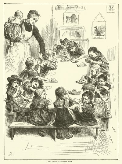 A creche - hora do jantar de Frederick L. Bernard