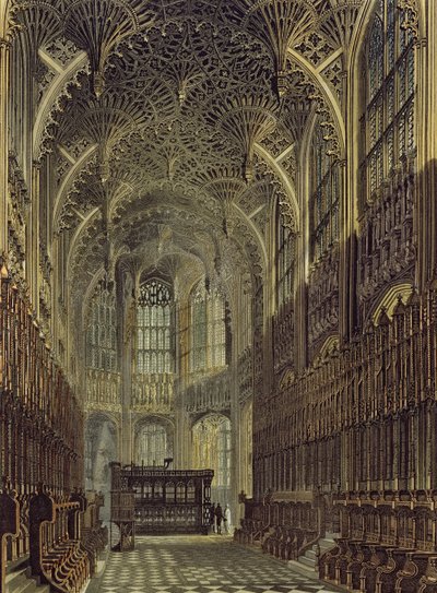 Henry a sétima capela, placa 8 de &39;Westminster Abbey&39;, gravada por J. Bluck (fl.1791-1831) pub. por Rudolph Ackermann (1764-1834) 1811 (aquatinta) de Frederick Mackenzie