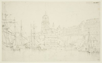 St Mary Redcliffe e Redcliffe Wharf da ponte Prince Street de Frederick Mackenzie