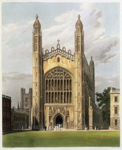West End da King&39;s College Chapel, Cambridge, de "A História de Cambridge", gravada por Daniel Havell (1785-1826), pub. por R. Ackermann, 1815 (cor aquatint) de Frederick Mackenzie