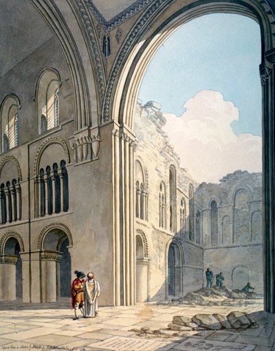 Coro da Igreja de São Bartolomeu-o-Grande durante os reparos, Smithfield, Cidade de Londres, 1815 de Frederick Nash