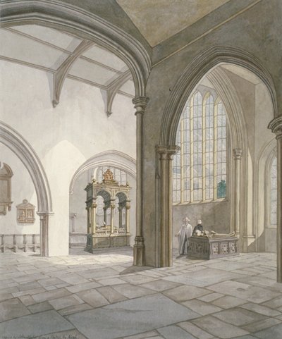 Vista interior sudoeste da Igreja de Santa Helena, Bishopsgate, Cidade de Londres, 1820 de Frederick Nash