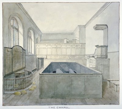 Vista interior da capela na prisão de Newgate, Old Bailey, cidade de Londres, 1840 de Frederick Nash