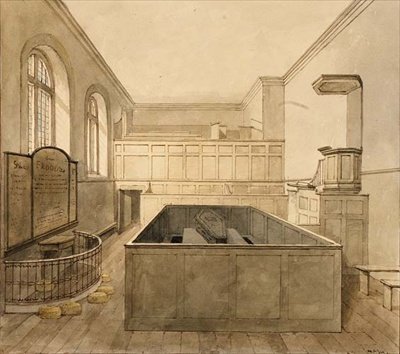A Capela, Prisão de Newgate (aguarela) de Frederick Nash