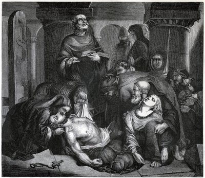 O enterro de Harold na abadia de Waltham, 1847 de Frederick Richard Pickersgill