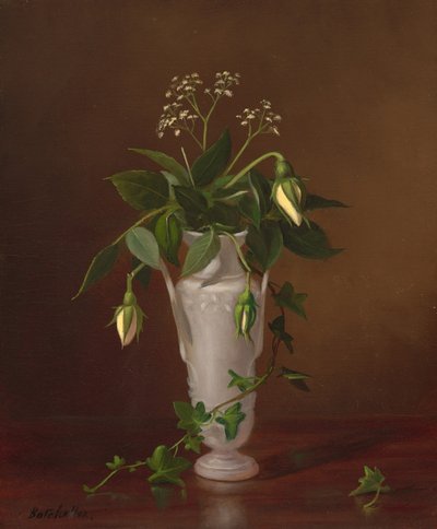 Myosotis e rosas num vaso, n.d. (óleo sobre tela) de Frederick S. Batcheller