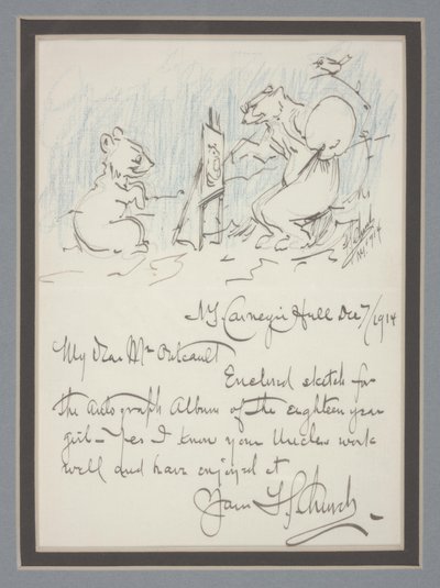 Carta autografada com esboço de Frederick Stuart Church