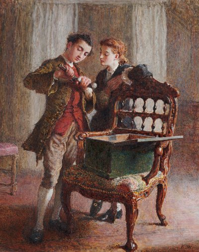 Uma cena da sala de estar com uma poltrona imponente aberta de Frederick Walker