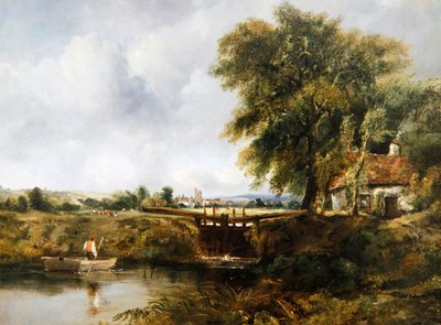 Dedham Lock (óleo sobre tela) de Frederick Waters Watts