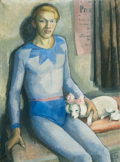 Um Arlequim com seu Cão (óleo sobre tela) de Frederick Wilhelm Jacobsen