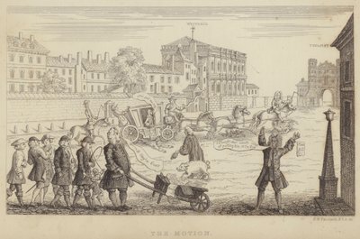 A Moção: sátira sobre as tentativas do Parlamento de destituir Sir Robert Walpole como Primeiro-Ministro em 1741 (gravura) de Frederick William Fairholt