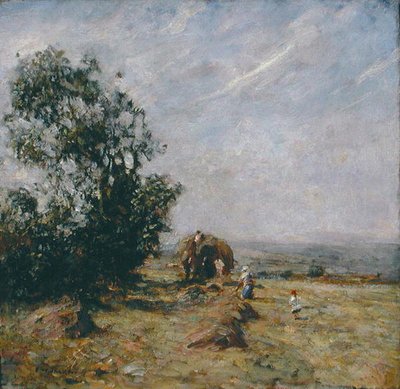 Cena de Colheita (óleo a bordo) de Frederick William Jackson