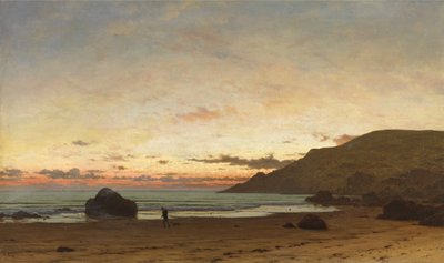 Cena costeira com um homem e um cachorro, 1886 de Frederick William Meyer