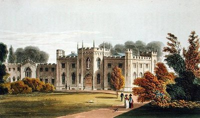Roehampton Priory, do "Repositório de Artes" de Ackermann, publicado em 1827 (cor litho) de Frederick Wilton Litchfield (after) Stockdale
