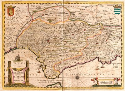 Mapa da Andaluzia, com Sevilha e Córdoba (Espanha) (gravura de Frederick de Wit