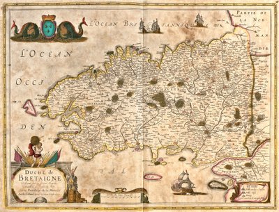 Mapa do Duche da Bretanha (França) (gravura de Frederick de Wit