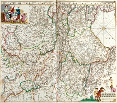 Mapa do Duche de Gelderland e do Conde de Zutphen (Alemanha) (gravura de Frederick de Wit