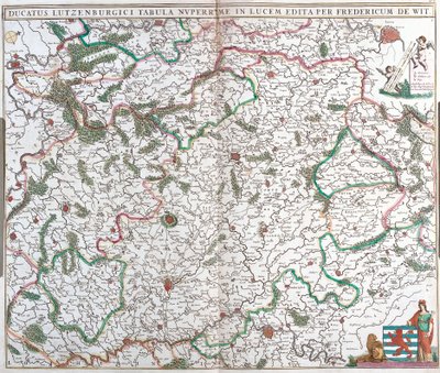 Mapa do Duche do Luxemburgo (gravura de Frederick de Wit