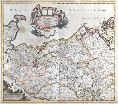 Mapa do Duche de Meklembourg Schwerin (Alemanha) (gravura de Frederick de Wit