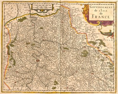 Mapa da Ile de France (França) (gravura de Frederick de Wit