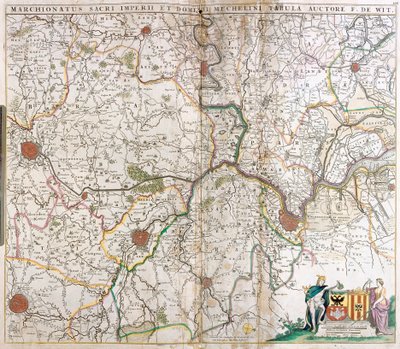 Mapa dos Marqueses do Sacro Império Germânico e do Senhorio de Mechelen (Holanda) (gravura de Frederick de Wit