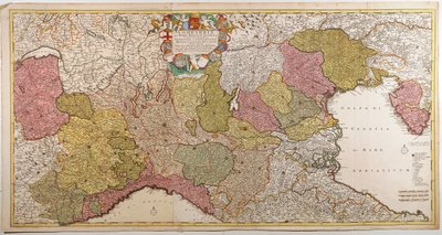 Norte de Itália. Mapa por Frederik de Wit, Amsterdam, Gravação em cobre. 1705 de Frederick de Wit